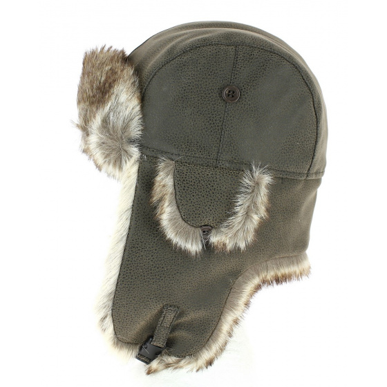 Brown Faux Leather & Faux Fur Trapper Hat - Herman