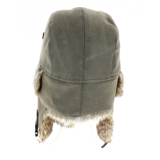 Brown Faux Leather & Faux Fur Trapper Hat - Herman