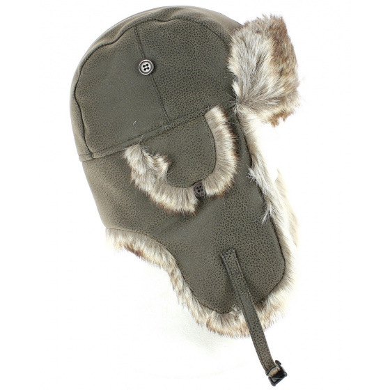 Brown Faux Leather & Faux Fur Trapper Hat - Herman