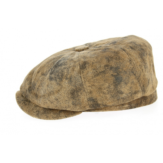 8-Panel Vabre Brown Leather Cap - Traclet