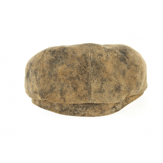 8-Panel Vabre Brown Leather Cap - Traclet
