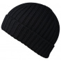Short Nasino Knit Wool Beanie in Black - Traclet