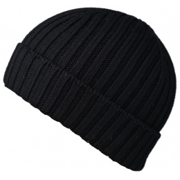 Nasino Short Wool Knit Cap Black- Traclet