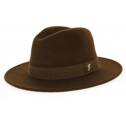 Brown Wool Felt Fedora Hat - Traclet