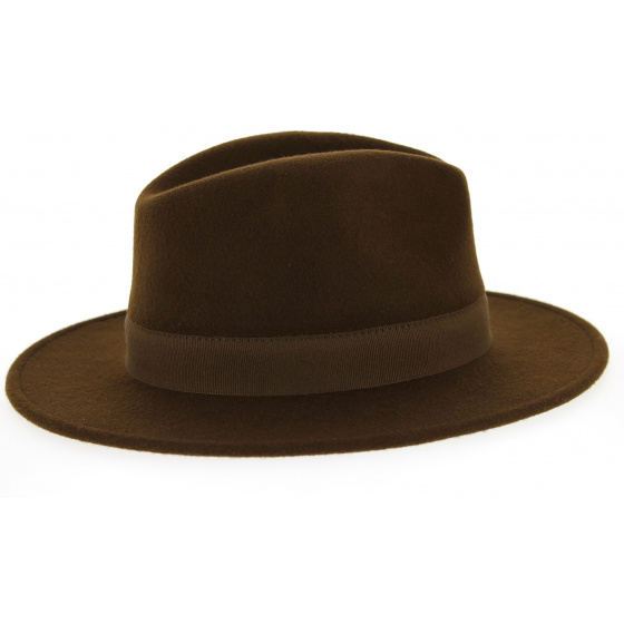 Brown Wool Felt Fedora Hat - Traclet