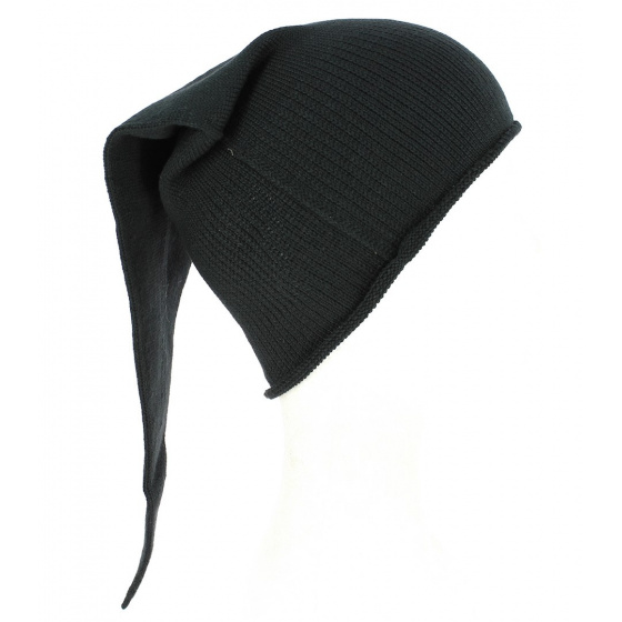 Chacarel Cotton Long Night Cap Black- Traclet made in france
