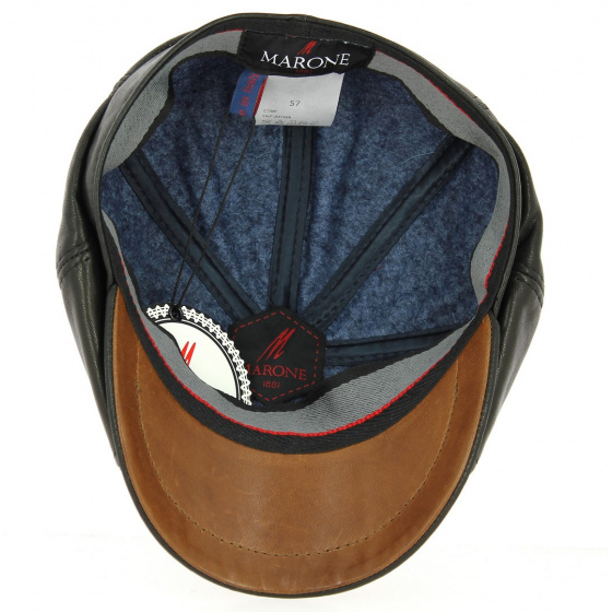 Traclet Chester Nappa Leather Hatteras Cap - Black