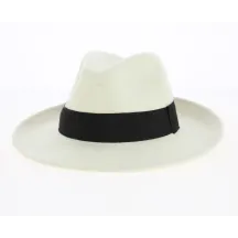 Chapeau Fedora Feutre Laine blanc ruban noir Imperméable - Traclet