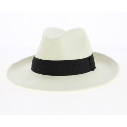 Fedora Hat Wool Felt White/Black Water Resistant