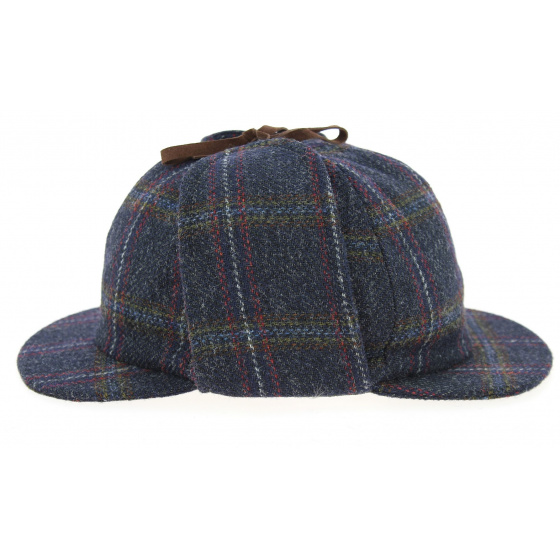 Navy Blue Checkered Sherlock Cap - Hanna Hats