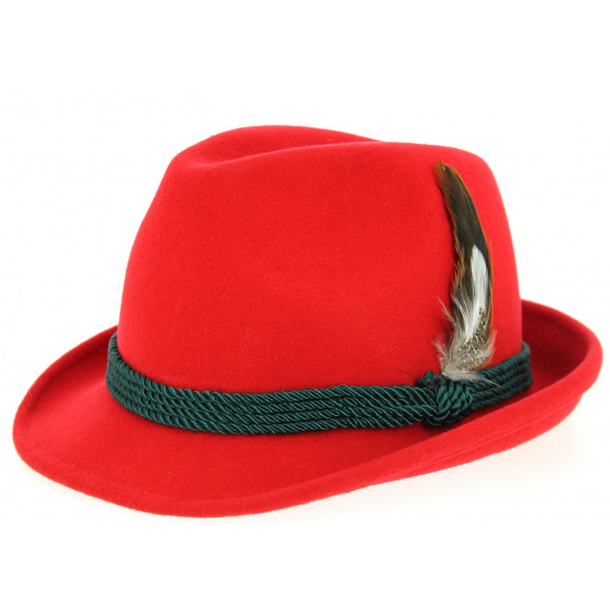 Chapeau Tyrolien Erlangen Feutre Laine Rouge- Traclet Chapeau Tyrolien Erlangen Feutre Laine Rouge- Traclet