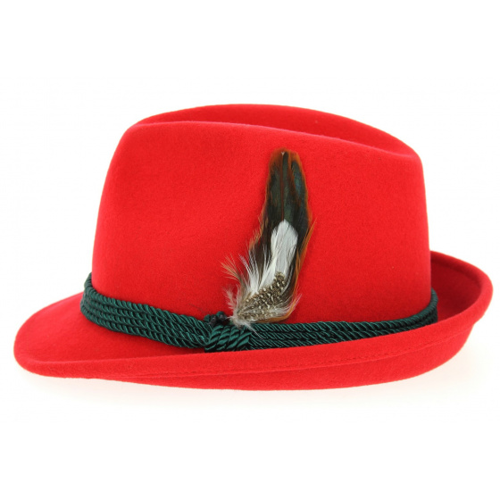 Chapeau Tyrolien Erlangen Feutre Laine Rouge- Traclet Chapeau Tyrolien Erlangen Feutre Laine Rouge- Traclet