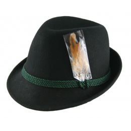 Tyrolean Erlangen Wool Felt Hat Black - Traclet