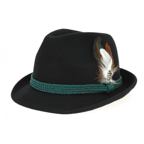 Black Wool Felt Tyrolean Hat Erlangen - Traclet Black Wool Felt Tyrolean Hat Erlangen - Traclet