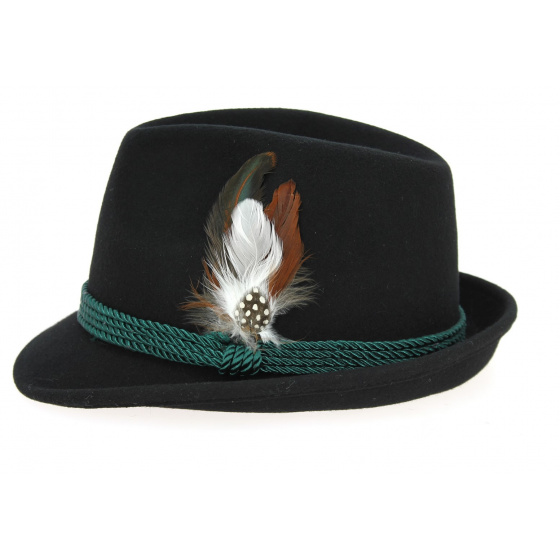Black Wool Felt Tyrolean Hat Erlangen - Traclet Black Wool Felt Tyrolean Hat Erlangen - Traclet