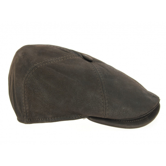 Men's Brown Basile Leather Cap - Traclet