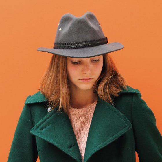 Traveller Hat Mac Eye Ear Flaps Wool Felt Anthracite - Herman