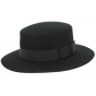 Peillon Black Wool Felt Boater Hat - Traclet