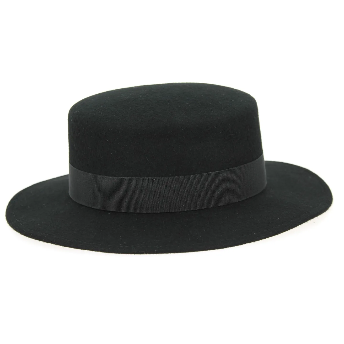Canotier Peillon Feutre Laine Noir- Traclet  Reference : 9998 | Chapellerie Traclet