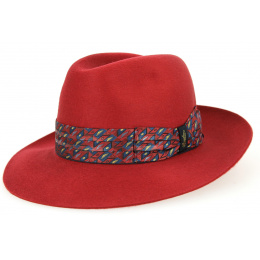 Borsalino Burgundy Fur Felt Fedora Hat