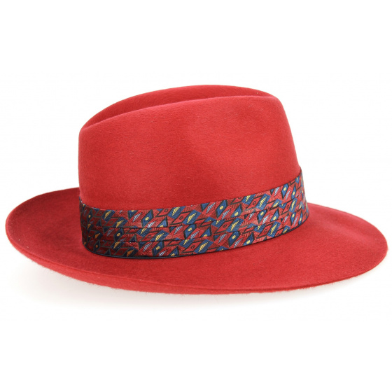 Borsalino Burgundy Fur Felt Fedora Hat