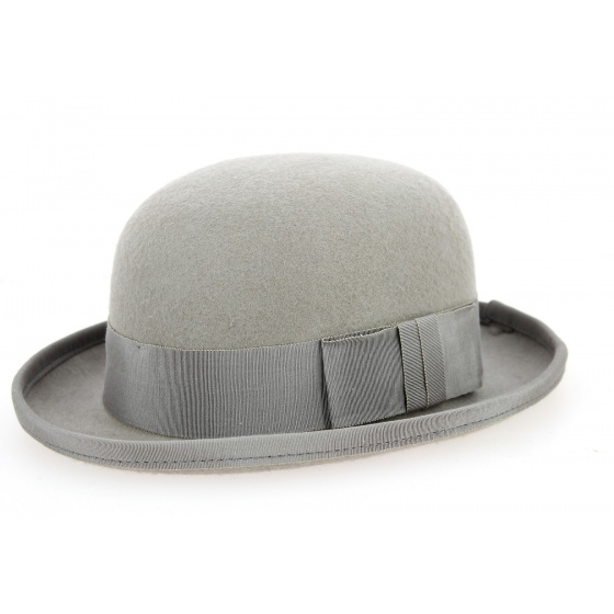 Pearl Gray Wool Felt Bowler Hat - Traclet