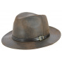 Fedora Nanno Brown Leather Imitation Hat- Traclet