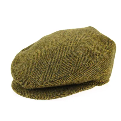 Agnières Flat Cap Wool Herringbone Mustard - Traclet Reference: 10026 | Traclet Hat Shop