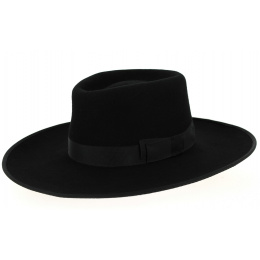 Sinsheim Wide-Brimmed Hat Felt Wool Black- Traclet