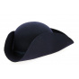 Tricorn Hat Felt Wool Felt Navy Blue - Traclet