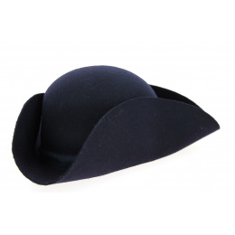 Chapeau Tricorne Feutre Laine Bleu Marine- Traclet