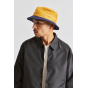 Navy Blue & Yellow Velvet Shield Bucket Hat - Brixton