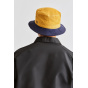 Navy Blue & Yellow Velvet Shield Bucket Hat - Brixton