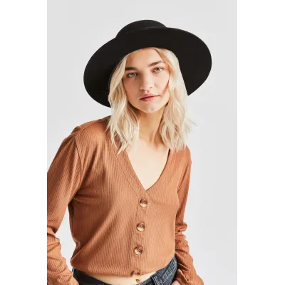 Phoebe Black Wool Felt Wide Brim Hat - Brixton Reference: 10068 | Traclet Hat Shop