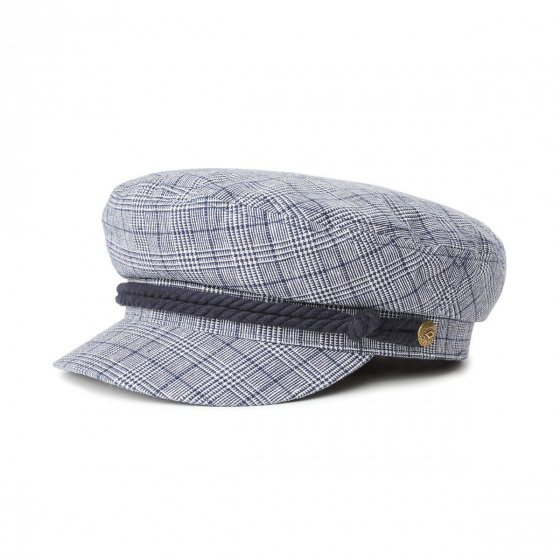 Navy Blue Fiddler Sailor Cap in Linen & Cotton - Brixton