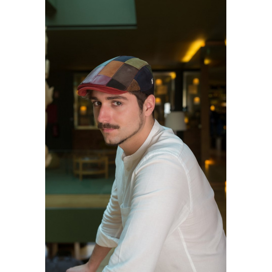 Chambéon Patchwork Leather Flat Cap - Fléchet Chambéon Patchwork Leather Flat Cap - Fléchet