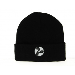 Black Triskell Cuff Beanie - Traclet