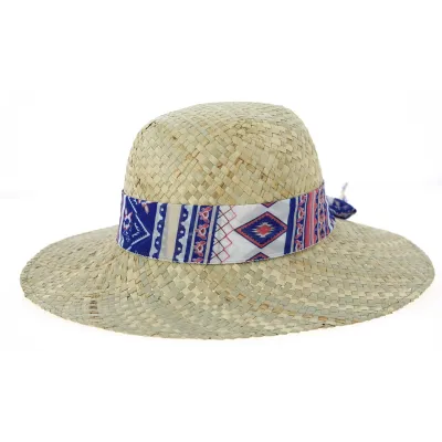 Natural Straw Wide-Brimmed Hat with Pink Ribbon - Traclet  Reference: 10092 | Traclet Hatmakers