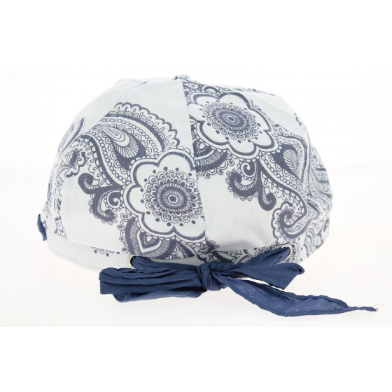 Casquette Gavroche Blanche Coton Motifs Mandala- Traclet