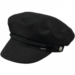 Black Wool Skipper Sailor Cap - Barts