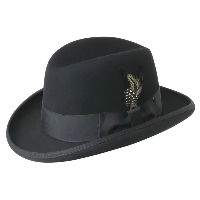 Godfather Homburg Hat Black Wool Felt - Bailey Reference: 10103 | Traclet Hat Shop