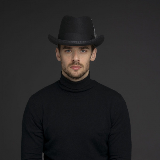 Chapeau Homburg Godfather Feutre Laine Noir - Bailey Chapeau Homburg Godfather Feutre Laine Noir - Bailey