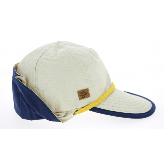 Anti-UV Neck Protection Cap Loïck Beige & Navy Blue - Soway