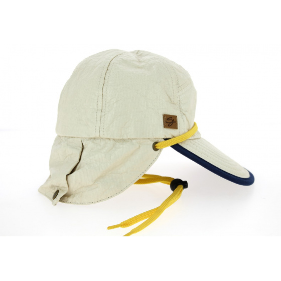 Casquette Protège-Nuque Anti-Uv Loïck Beige & Bleu Marine- Soway