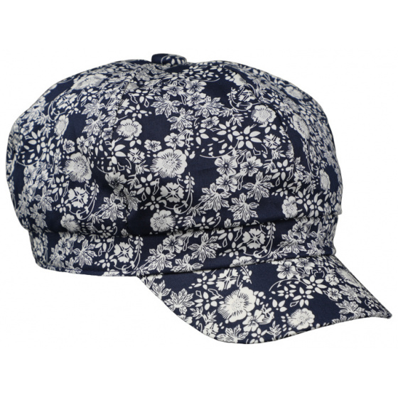 Navy Cotton Constance Summer Newsboy Cap - Traclet