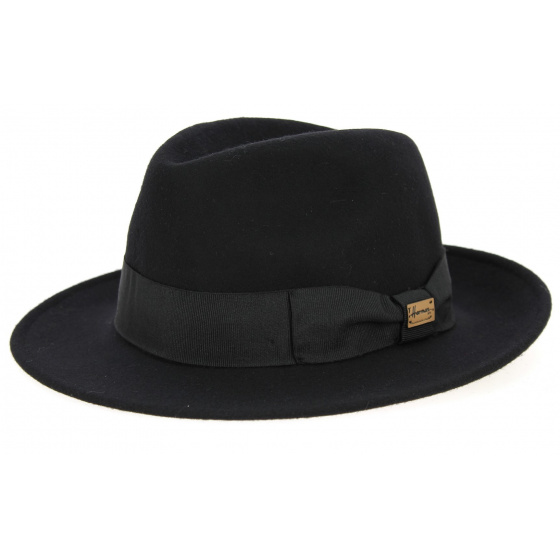 Black Wool Felt Fedora Hat Goldwin - Herman