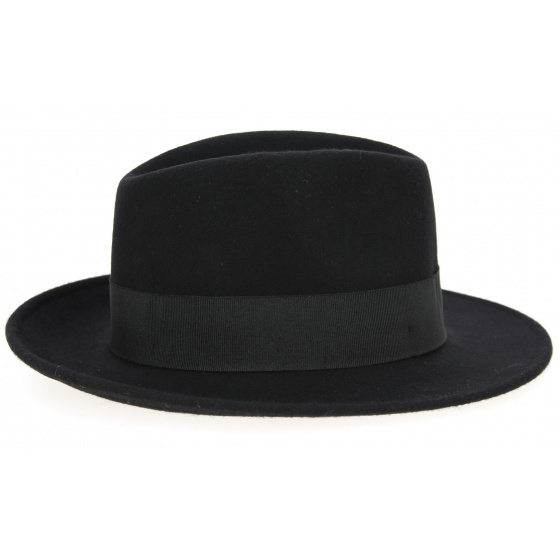 Black Wool Felt Fedora Hat Goldwin - Herman Black Wool Felt Fedora Hat Goldwin - Herman