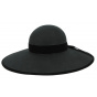Wide Brim Chouan Capeline Black Wool Felt Hat - Traclet