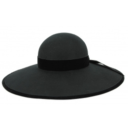 Wide Brim Chouan Wool Felt Capeline Black - Traclet