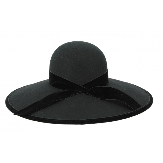 Wide Brim Chouan Wool Felt Capeline Black - Traclet